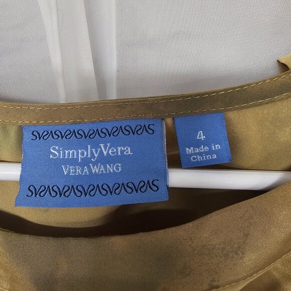 Simply Vera Vera Wang Blouse Green Grunge Ombre Pleated Belted 4 - Picture 7 of 10